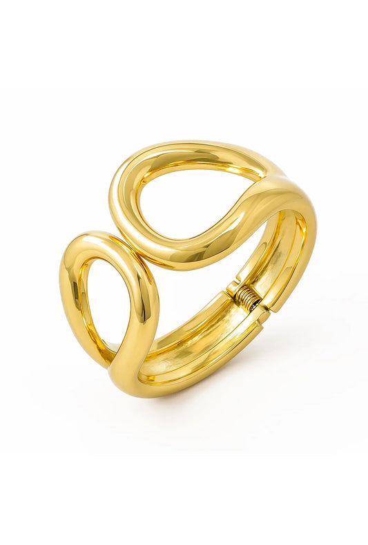 Bracelete Maximalista Gota Vazada Banhado Em Ouro 18K