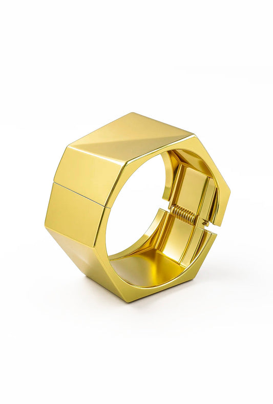 Bracelete Detalhe Geométrico Banhado em Ouro 18K