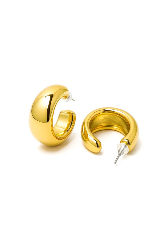Brinco Argola Larga Banhado em Ouro 18k