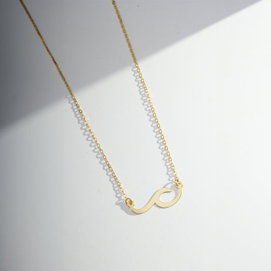 Colar com Pingente de Onda do Mar Banhado a Ouro 18k