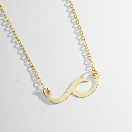 Colar com Pingente de Onda do Mar Banhado a Ouro 18k