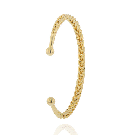 Bracelete Regulável Trançado Esferas Banhado a Ouro 18K - La Brilho