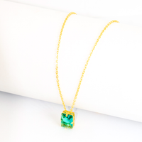 Conjunto Brinco e Colar Quadrado Verde Banhado
