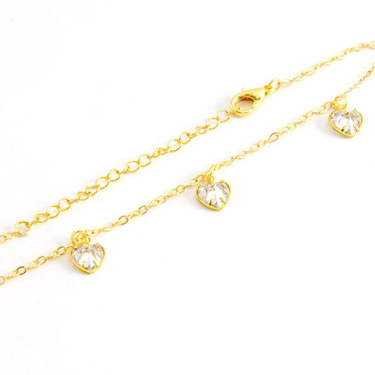 Pulseira com Pingente Coração Pedras Artificias Cristal