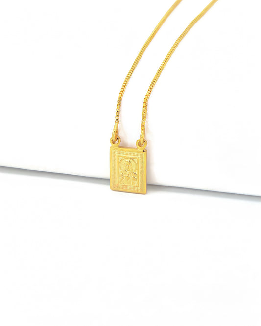 Escapulário Nossa Senhora e Jesus Cristro Coração Sagrado Banhado em Ouro 18K