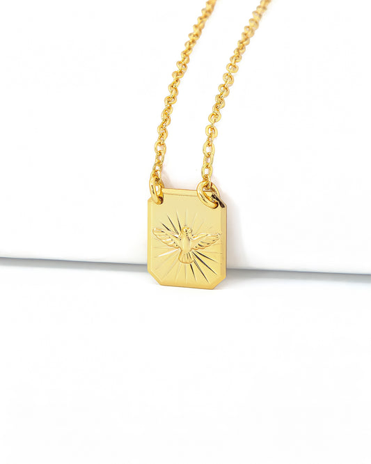 Escapulário Espírito Santo Banhado A Ouro 18k