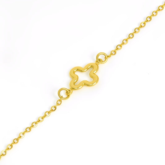 Colar 3 Trevos  Vazados Banhados a Ouro 18K