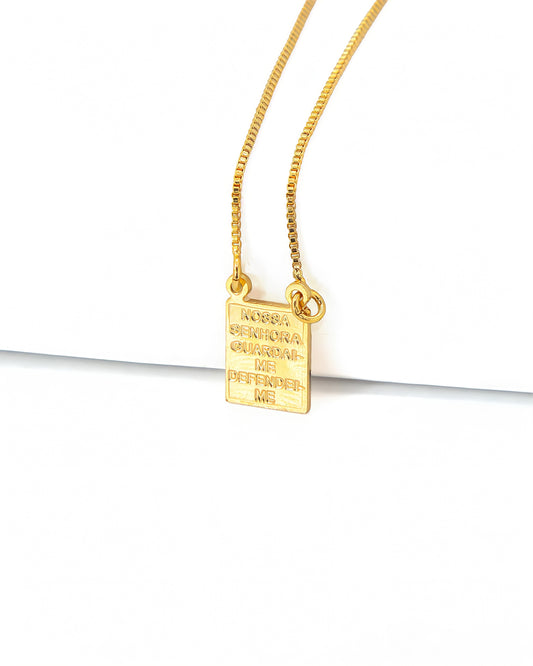 Escapulário Nossa Senhora Guardai-me, Defendei-me Banhado em Ouro 18K