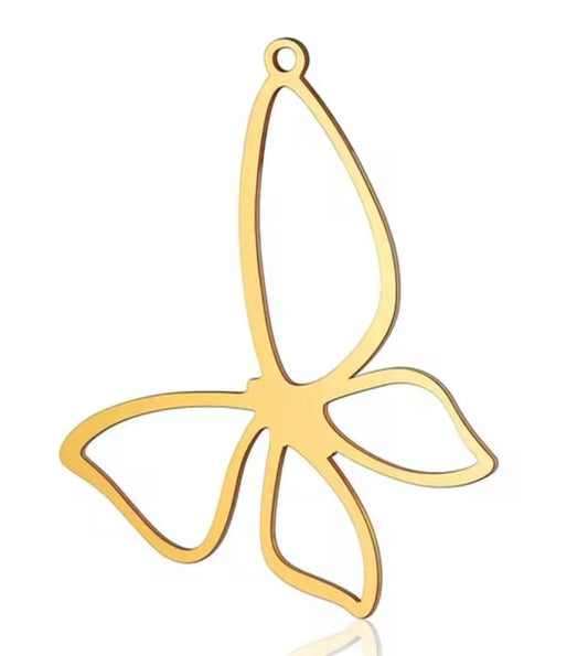 Colar Com Pingente Borboleta Vazado Banhado