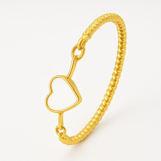 Bracelete Torcido Coração Resinado Multicolor Banhado em Ouro 18K