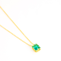 Conjunto Brinco e Colar Quadrado Verde Banhado