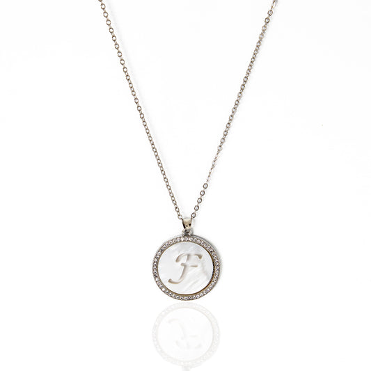 Colar Letra Iniciais Madrepérola com Microzircônias Banhado em Prata