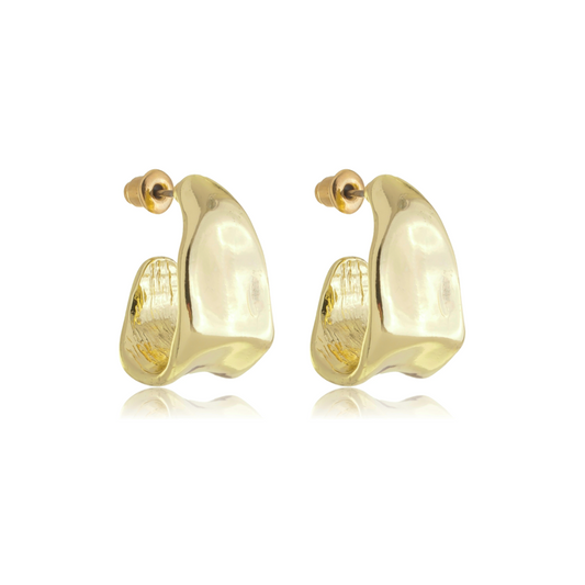 Brinco Formas Orgânicas Banhado a Ouro 18K