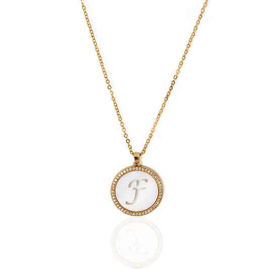 Colar Letra Iniciais Madrepérola Microzircônias  Banhado em Ouro 18K