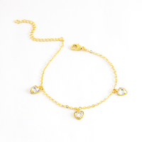 Pulseira com Pingente Coração Pedras Artificias Cristal
