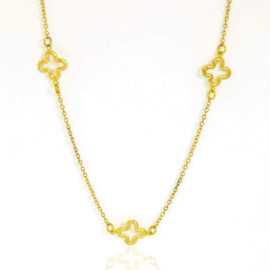 Colar 3 Trevos  Vazados Banhados a Ouro 18K