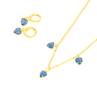Conjunto Colar e Brinco Com Zircônias Formato 3 Corações