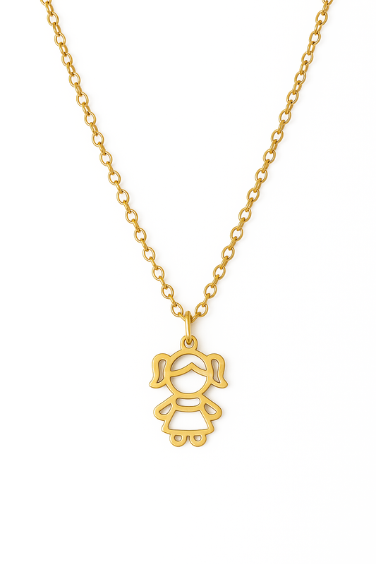 Colar com Pingente de Filho(a) Vazado Banhado a Ouro 18k