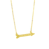 Colar De Flecha Com Frase "Bora Ser Feliz" Banhado a Ouro 18k
