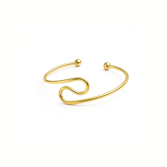 Pulseira em Formato S Ondulado Banhado em Ouro 18K