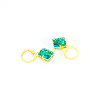 Conjunto Brinco e Colar Quadrado Verde Banhado
