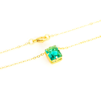 Conjunto Brinco e Colar Quadrado Verde Banhado