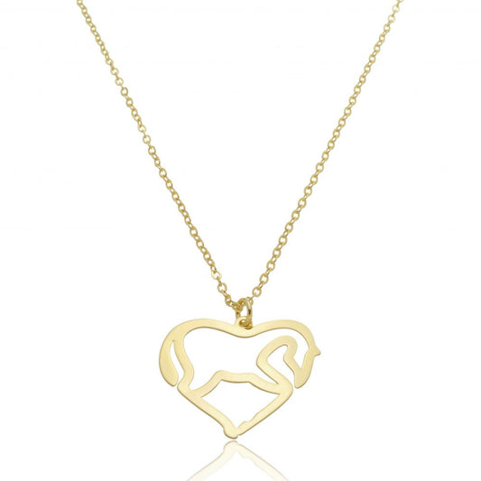 Colar Semijoia de Cavalo em Forma de Coração Banhado a Ouro 18k