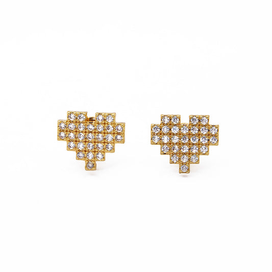 Brinco Coração Cravejado em Zircônia Banhado em Ouro 18K