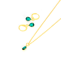 Conjunto Colar e Brinco Com Zircônias Formato Gota