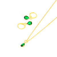 Conjunto Colar e Brinco Com Zircônias Formato Gota