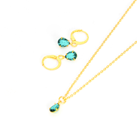 Conjunto Colar e Brinco Com Zircônias Formato Gota