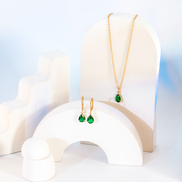 Conjunto Colar e Brinco Com Zircônias Formato Gota
