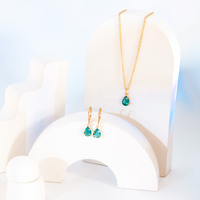 Conjunto Colar e Brinco Com Zircônias Formato Gota