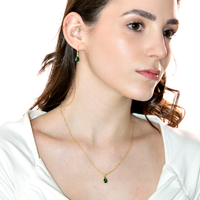 Conjunto Colar e Brinco Com Zircônias Formato Gota