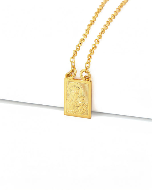 Escapulário Nossa Senhora do Carmo Pela Graça Sois Salvo em Ouro 18K