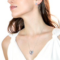 Conjunto Colar e Brinco com Zircônias Design de Coração