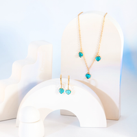 Conjunto Colar e Brinco Com Zircônias Formato 3 Corações