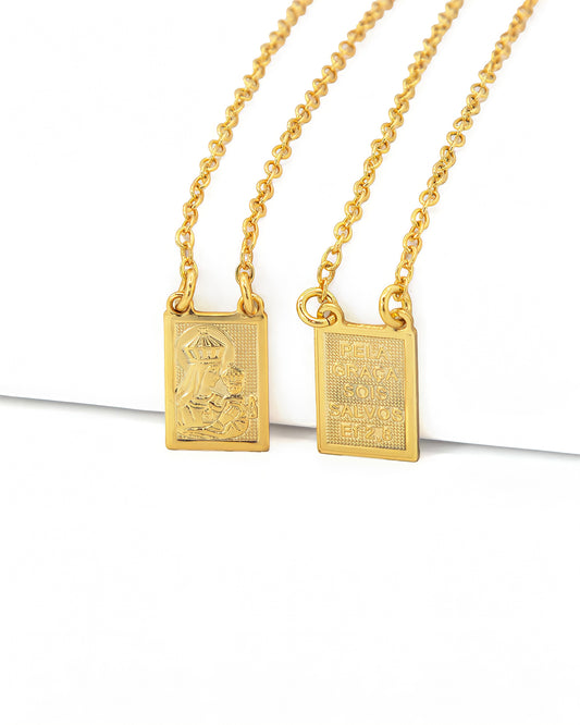 Escapulário Nossa Senhora do Carmo Pela Graça Sois Salvo em Ouro 18K