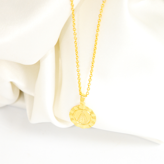 Colar Medalha De Nossa Senhora Banhada A Ouro