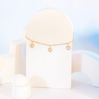 Pulseira com Pingente Coração Pedras Artificias Cristal