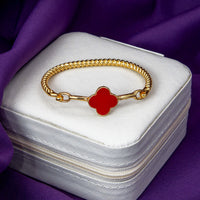 Bracelete Fio Torcido Trevo Resinado Multicolor Banhado em Ouro 18K