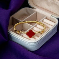 Bracelete Fio Torcido Trevo Resinado Multicolor Banhado em Ouro 18K