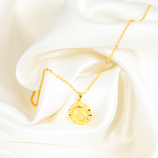 Colar Medalha De Nossa Senhora Banhada A Ouro
