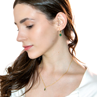 Conjunto Colar e Brinco Com Zircônias Formato Gota