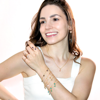 Pulseira com Pingente Coração Pedras Artificias Esmeralda