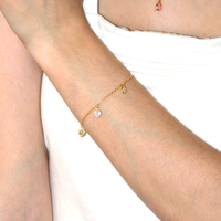 Pulseira com Pingente Coração Pedras Artificias Cristal