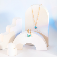 Conjunto Colar e Brinco Com Zircônias Formato Gota