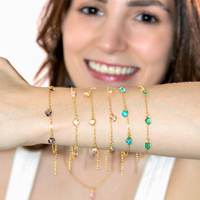 Pulseira com Pingente Coração Pedras Artificias Ametista