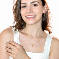 Conjunto Colar e Brinco Com Zircônias Formato Gota