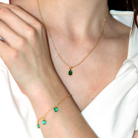 Conjunto Colar e Brinco Com Zircônias Formato Gota